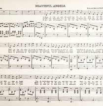 1886 Beautiful Angels Sheet Music Parlor Organ Victorian 11.5 x 9&quot; Ephemera - £12.50 GBP