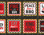 24&quot; X 44&quot; Panel BBQ Blocks Squares Grilling Food Barbecue Cotton Fabric ... - $8.64