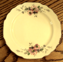 LIDO CANARYTONE Bread/Salad Plate VTG MCM W.S. GEORGE Pink Floral Gray L... - $14.80