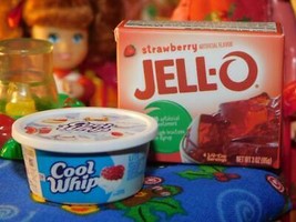 Cool Whip &amp; Strawberry Jello Miniature Lot fits Barbie Dollhouse Mini brands HTF - £5.44 GBP