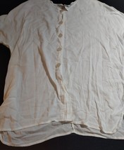 Cotton Beach Cabana Blouse Swimsuit Cover Up White Short Sleeve Boxy Hem... - $10.64