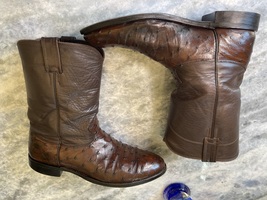 Vintage Larry Mahan full quill Ostrich leather brown  cowboy boots men’s 9.5 D  image 4