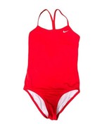 Nike Girls One Piece Swimsuit Cross Back Red Sizes XL 13-15 - $237.58 MXN