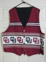 Native American Seminole Mens Traditional Patchwork OU Okla Lined Vest Maroon 2X - £217.02 GBP