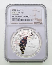 2022 Nieu S$2 Year of the Tiger Colorized 1 Oz. Coin NGC PF 70 Ultra Cameo - £124.64 GBP