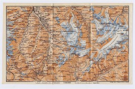 1911 Antique Map Vicinity Of Orsieres Grand Combin Entremont Alps Switzerland - £15.13 GBP