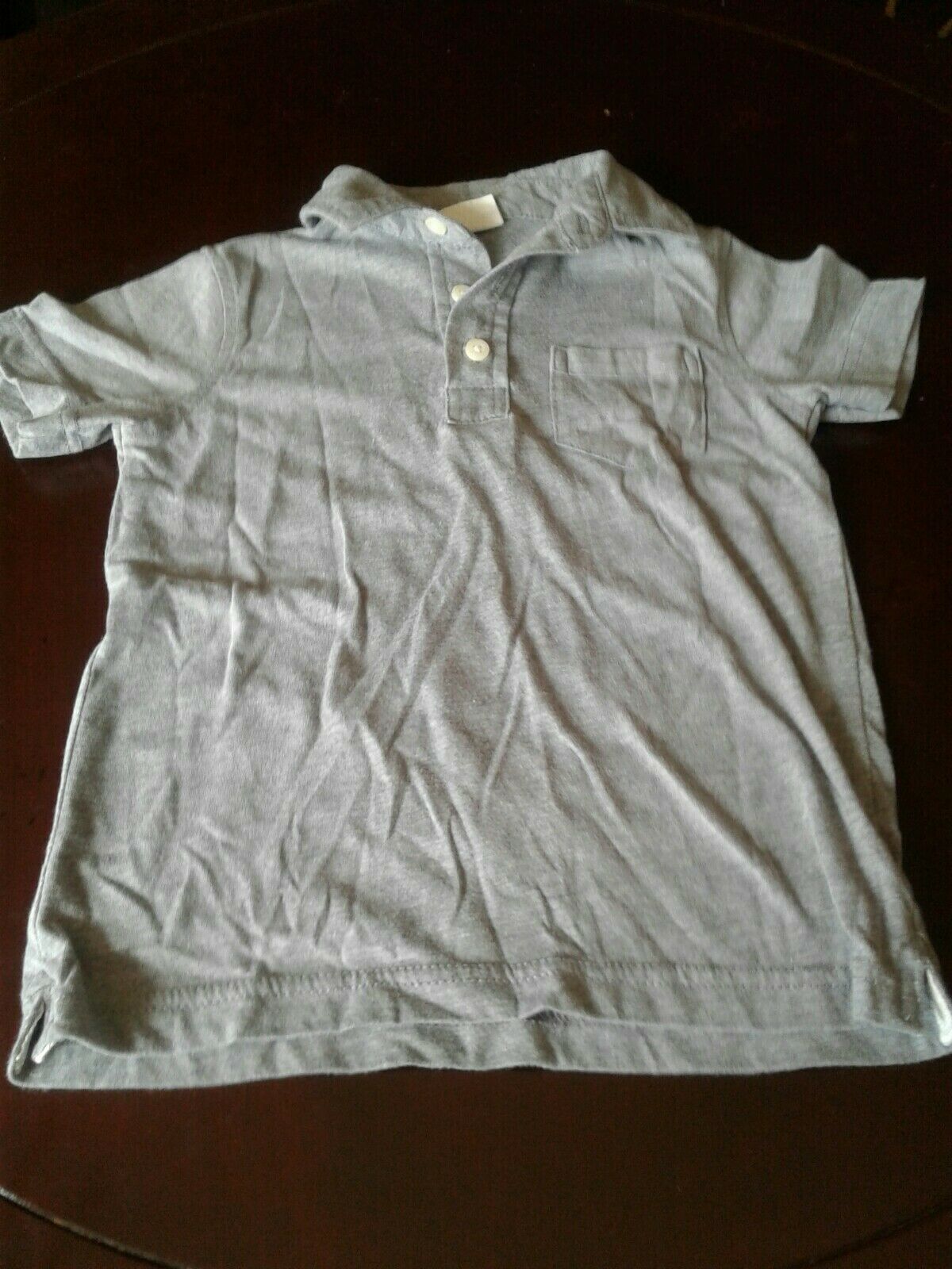 Crazy 8 Boy's Gray Collared Short Sleeve 3 Button polo Shirt XS Size 4 Front Pkt - $1.97
