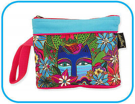 Laurel Burch #8332 &quot;Eva&quot; Cat Wristlet 9&quot;x2&quot;x6.5&quot; Canvas~Inside Zip Pocket~    - £15.39 GBP