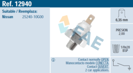 FAE 12940 Oil Pressure Switch for Nissan Terrano II, Ford Maverick 2.7TD - £3.60 GBP