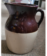 VTG USA Crock Water Beverage Pitcher Brown Cream Collectible Tabletop Va... - $68.24 CAD