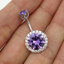 14K White Gold Plated 1.20Ct Round Simulated Amethyst Belly Button Ring ... - £78.68 GBP