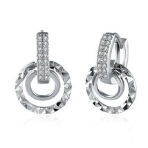 DOTEFFIL 925 Silver/18K Gold AAA Zircon Circle Shape Earrings For Women Jewelry  - £12.32 GBP