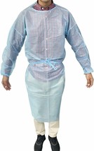 120ct Disposable Isolation Gowns 45&quot; Long Blue Polypropylene 30 gsm Frocks Large - £195.94 GBP