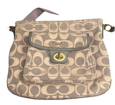 Coach Signature Print Shoulder Purse Tote Bag Black Gray 9&quot; Wide by 7.5&quot;... - $489.23 MXN