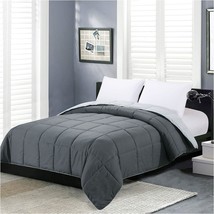 Homelike Moment Lightweight Queen Comforter - Grey Down Alternative Bedding - £33.82 GBP