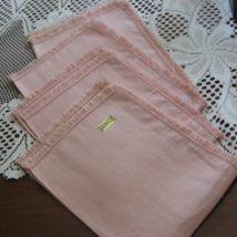 VTG Stevens Linen Dinner Napkins-100% Linen-Fast Color-Soft Pink-Set of 4-USA - £9.37 GBP