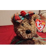 Ty Beanie Babies Happy Holidays Brown Bear With Plaid Bow, Tie and Feet - £8.68 GBP
