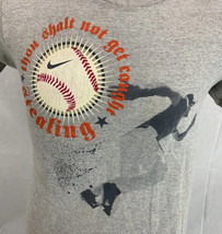 Vintage Nike T Shirt Baseball Swoosh Logo Tee Gray Short Sleeve Mens Small - £15.62 GBP