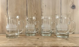 Vintage Nautical Glass Beer Mugs Clipper Ship Toscany Hand Blown Set Of 4 - £29.88 GBP