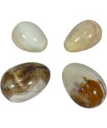 Set of 4 VTG Polished Alabaster Marble Decorative Stone Eggs 2 to 3 inches - $514.06 MXN