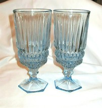 2 Fostoria HERITAGE BLUE Crystal Iced Tea Glasses Glass 10 Ounce  - £23.45 GBP