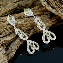 comely Peridot 925 Sterling Silver Green Earring Natural suppiler US gift - £31.81 GBP