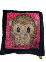 Monkey Emoji Pals Mermaid Pillow Cushion Sequin Reversible Magic See no evil - £23.25 GBP