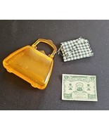 Orange Celluloid Plastic A Newberg NY Co Doll Purse &amp; 1949 Play Money Wa... - $34.22
