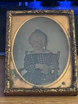 Vintage 1860s Ambrotype Photo of Victorian Young Child Tinted Cheeks - £24.84 GBP