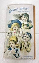 Victorian Sewing Society Needle Book w Children on Cover 4 3/4 x 2 5/8 inch - $9.90