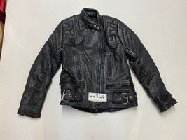 Vintage Veste Moto Cuir Noir Aisselle/Aisselle 16 &quot; (mc748) - $65.75