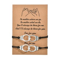 New Handcuff Charm Bracelet For Friendship Couples 2pcs/set Volcanic Stone Brace - £8.33 GBP