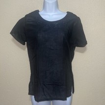 Papillon Los Angeles cotton blouse Top black sz m new - £47.05 GBP