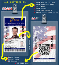 CUSTOM PVC ID Card w/ Clip USA CUSTOM EMPLOYEE ID CARD. FROM ANY EMPLOYER - - $38.22