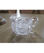 VINTAGE CRYSTAL CREAMER FAN &amp; STAR PATTERN SAW TOOTH RIM 3&quot;H  - $146.69 MXN