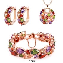 Hot Sale Rose Gold Color Multi Cubic Zirconia Charming  Jewelry Sets For Elegant - £28.48 GBP
