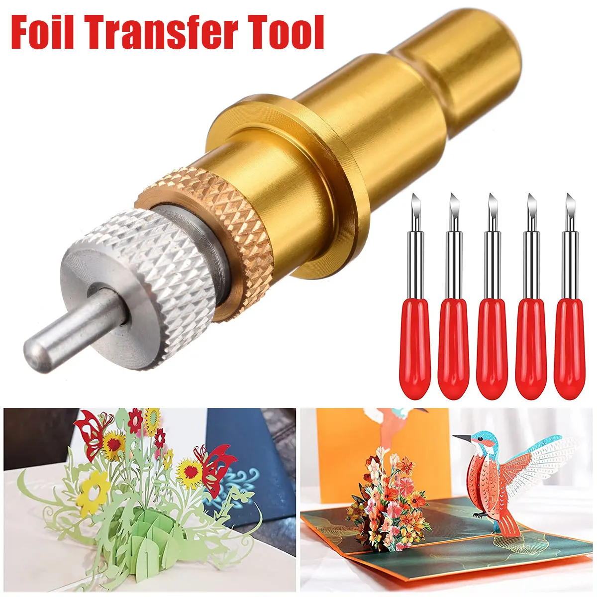 New 6Pcs Foil Transfer Tool with 5 45 Blades Portable Foil Transfer Kit ... - $64.60