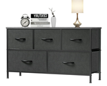 Dresser Wide Chest 5 Drawer Nightstand Fabric Wood Top Living Room Bedro... - £43.95 GBP