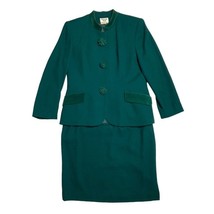 Vintage Green Suit Set Women’s 12 Shoulder Pads Velvet 80s 90s Retro - £35.83 GBP