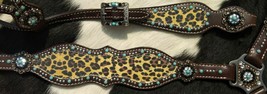 Western Horse Bling! Leather Tack Set w/ Cheetah Design Bridle + Breast Collar - £78.97 GBP