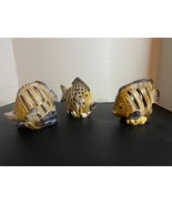Set of 3 Nice Glazed Pottery Fish Tea Light Votive Candle Holders Tropic... - $68.45 CAD