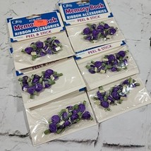 Purple Ribbon Roses Small Scrapbook Accents Lot of 6 Packages New  - £12.51 GBP