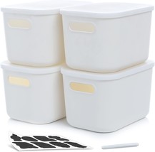 Citylife 4 Packs White Storage Box With Handle Stackable Containers For - £25.80 GBP
