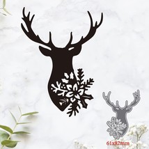 Christmas Deer Head Flower Metal Cutting Dies Decoration Scrapbook Card Craft - £9.38 GBP
