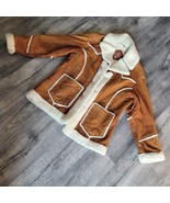 Vintage Pacific Trail Ranch Coat Brown Leather Size 46 Faux Sherpa Lined... - $108.30 CAD