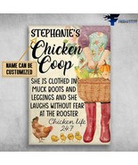 Chicken Family Chicken Coop She Is Clothed In Muck Boots And Leddings An... - £12.50 GBP