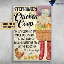 Chicken Family Chicken Coop She Is Clothed In Muck Boots And Leddings And She La - £12.44 GBP