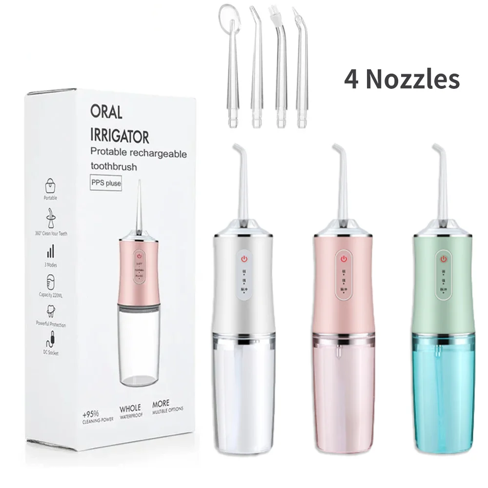 4 Nozzles 220ml Portable Dental Water Flosser Oral Irrigator Usb Recharg... - $7.93