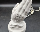 Vintage Praying Hands White Porcelain MUSICAL Night Light Lamp Religious... - $22.74