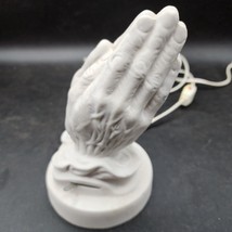 Vintage Praying Hands White Porcelain MUSICAL Night Light Lamp Religious... - $22.74